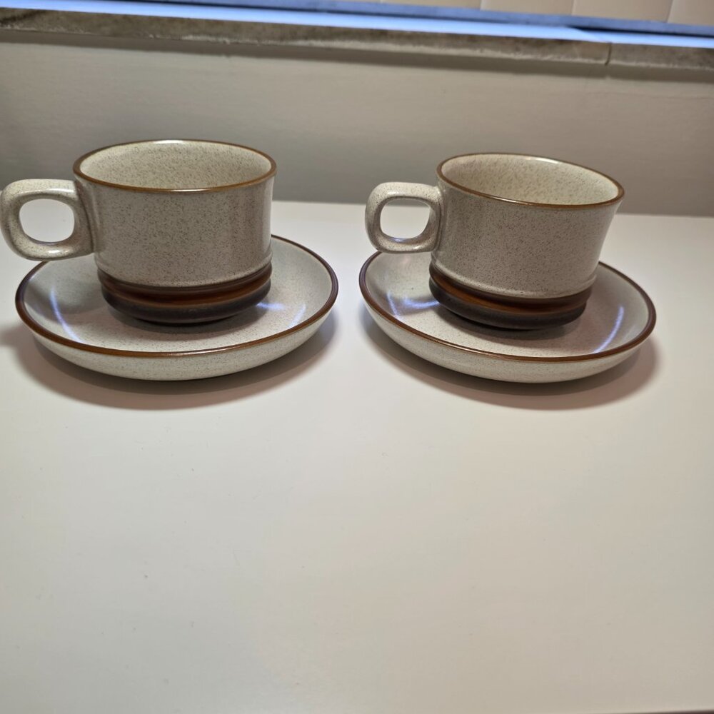Vintage Denby "Potters Wheel" - Cup and Saucer - Set of Two (2)